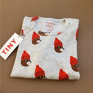 Tinycottons Gray Sweater with Red Bear Print